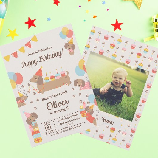 Niedliche Hunde Dackel Geburtstag Pawty Einladung