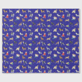 Niedliche Hunde Design Blau Geschenkpapier (Flach)