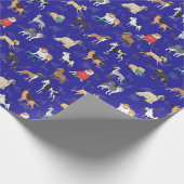 Niedliche Hunde Design Blau Geschenkpapier (Ecke)