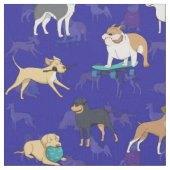 Niedliche Hunde Design Blau Stoff (Nahaufnahme)
