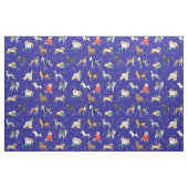Niedliche Hunde Design Blau Stoff (Fat Quarter (45,7 x 55,9 cm))