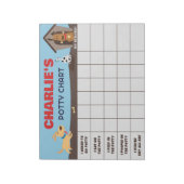 Niedliche Hunde Diagramm Personalisierte Namen und Notizblock (Rotiert)