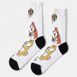 Niedliche Hunde essen Sushi Novelty Socks Socken