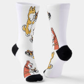 Niedliche Hunde essen Sushi Novelty Socks Socken (Gewinkelt)