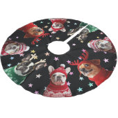 Niedliche Hunde farbenfrohe Sterne auf dem Schwarz Polyester Weihnachtsbaumdecke (Schrägansicht)