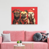 Niedliche Hunde feiern Weihnachten Leinwanddruck (Insitu (Wohnzimmer))