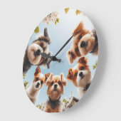 Niedliche Hunde Funny Dog Wall Uhr (Winkel)