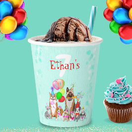 Niedliche Hunde Geburtstagsfeier Zum Glück Pappbecher