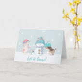 Niedliche Hunde Gelassen ist Snow Holiday Karte (Gelbe Blume)