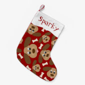 Niedliche Hunde-Gesichter Personalisiert Kleiner Weihnachtsstrumpf (Vorderansicht (hängend))