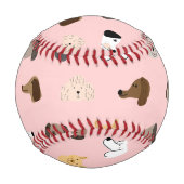 Niedliche Hunde Gesichter Pink Whimsical Personali Baseball (Rückseite)
