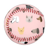 Niedliche Hunde Gesichter Pink Whimsical Personali Baseball (Vorderseite Links)