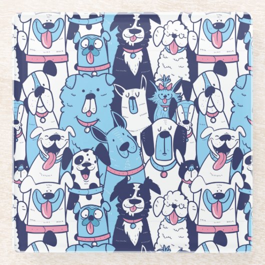 Niedliche Hunde Glas Untersetzer (Vorderseite)