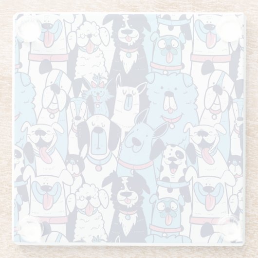 Niedliche Hunde Glas Untersetzer (Rückseite)