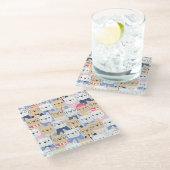 Niedliche Hunde Glas Untersetzer (Schrägansicht)