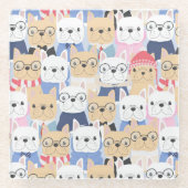 Niedliche Hunde Glas Untersetzer (Vorderseite)