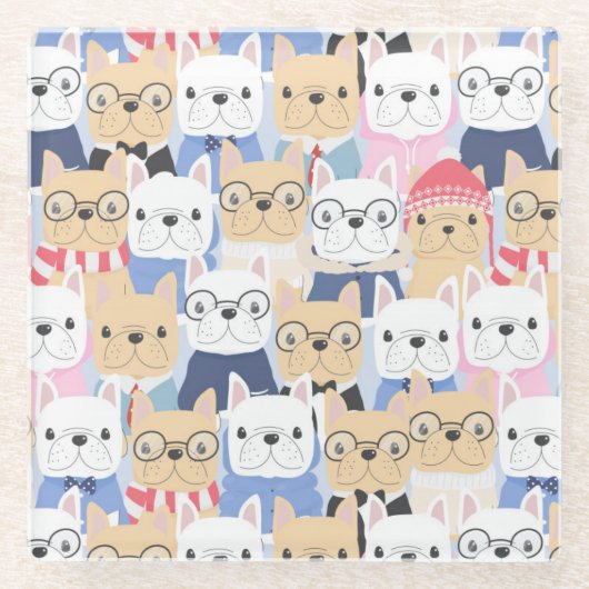 Niedliche Hunde Glas Untersetzer (Vorderseite)