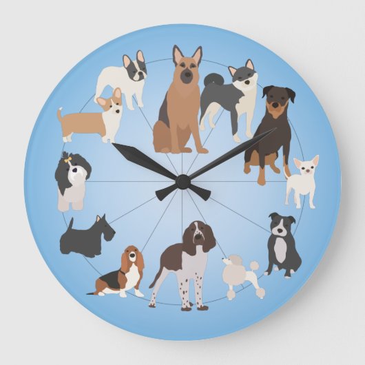 Niedliche Hunde Große Wanduhr (Vorderseite)