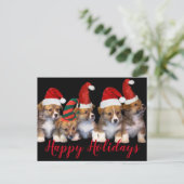Niedliche Hunde Happy Holidays Weihnachten Postkarte (Stehend Vorderseite)