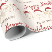 Niedliche Hunde Happy Howlidays Personalisiert Nam Geschenkpapier (Rolleneckpunkt)