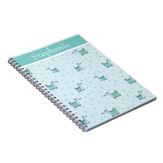 Niedliche Hunde Ihr Name grün gezeichnet Notizblock (Rechte Seite)