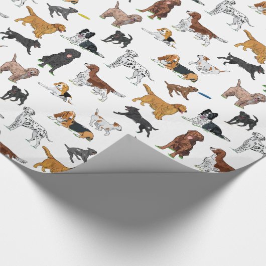 Niedliche Hunde-Illustrationsmuster Geschenkpapier (Ecke)