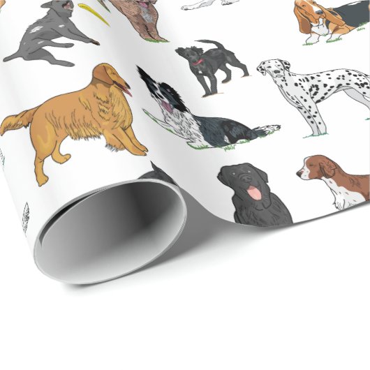 Niedliche Hunde-Illustrationsmuster Geschenkpapier (Rolleneckpunkt)