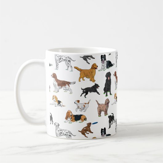 Niedliche Hunde-Illustrationsmuster Kaffeetasse (Links)