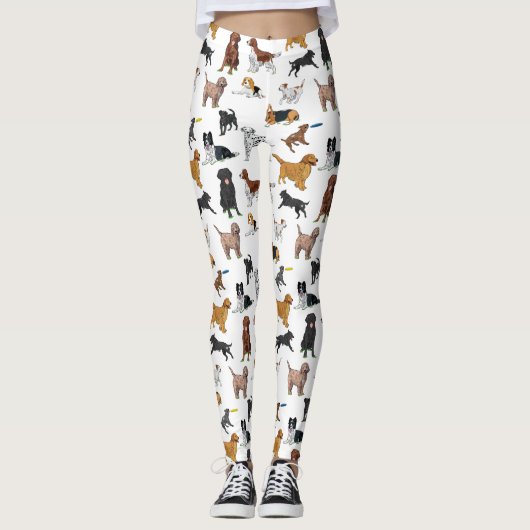 Niedliche Hunde-Illustrationsmuster Leggings (Vorderseite)