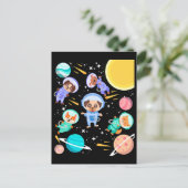 Niedliche Hunde im Weltraum Pet Astronauten Postkarte (Stehend Vorderseite)
