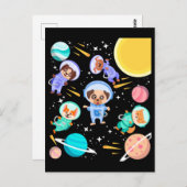 Niedliche Hunde im Weltraum Pet Astronauten Postkarte (Vorne/Hinten)