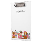 Niedliche Hunde im Winternamen Klemmbrett (Links)