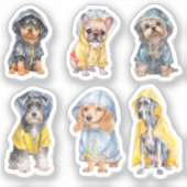 Niedliche Hunde in Raincoats (2) Aufkleber (Vorderseite)