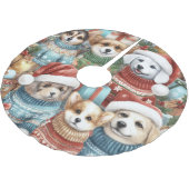Niedliche Hunde in Süßmitteln Polyester Weihnachtsbaumdecke (Schrägansicht)