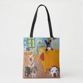 Niedliche Hunde in Van Gogh Schlafzimmer Tasche