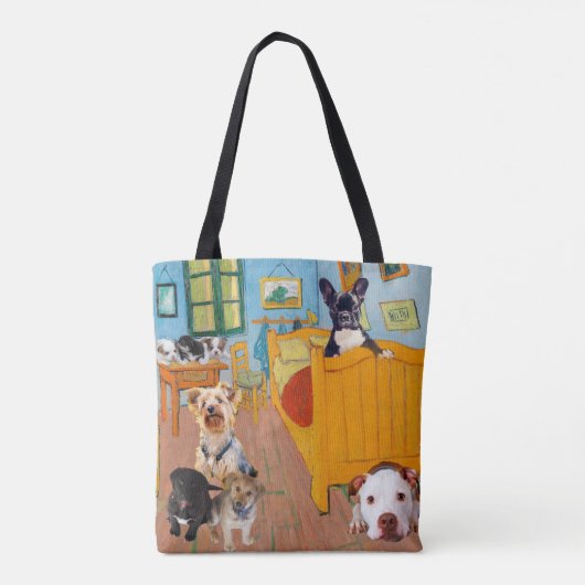 Niedliche Hunde in Van Gogh Schlafzimmer Tasche (Rückseite)