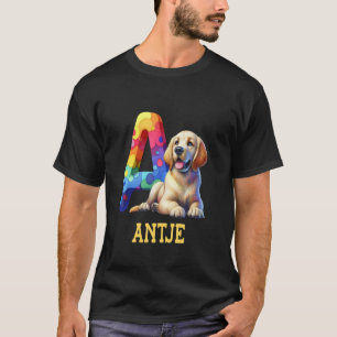 Niedliche Hunde Letter Antje Name Rainbow Dog T-Shirt