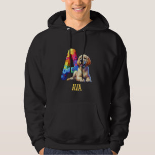 Niedliche Hunde Letter Ava Name Rainbow Dog Hoodie