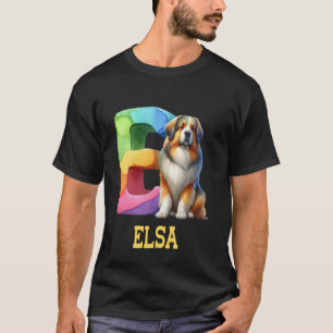 Niedliche Hunde Letter Elsa Name Rainbow Dog T-Shirt