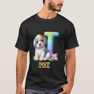 Niedliche Hunde Letter Imke Name Rainbow Dog T-Shirt