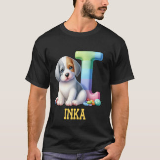 Niedliche Hunde Letter Inka Name Rainbow Dog T-Shirt