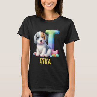 Niedliche Hunde Letter Inka Name Rainbow Dog T-Shirt