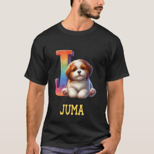 Niedliche Hunde Letter Juma Name Rainbow Dog T-Shirt