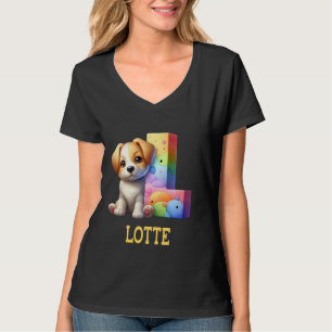 Niedliche Hunde Letter Lotte Name Rainbow Dog T-Shirt