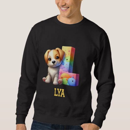 Niedliche Hunde Letter Lya Name Rainbow Dog Sweatshirt (Vorderseite)