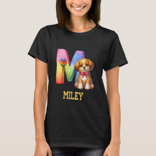 Niedliche Hunde Letter Miley Name Rainbow Dog T-Shirt