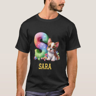 Niedliche Hunde Letter Sara Name Rainbow Dog T-Shirt
