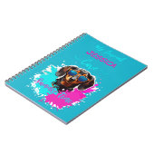 Niedliche Hunde Liebe Sommerzeit Rosa Blau Notizblock (Linke Seite)