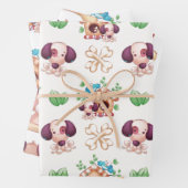 Niedliche Hunde mit Knochen Geschenkpapier Set (Beispiel)