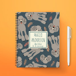 Niedliche Hunde mit Pflanze Personalisiert Name Gr Notizblock